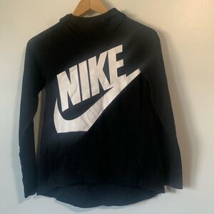 Black Nike Pullover Sweatshirt With Hood White Nike Swoosh Logo Size Medium